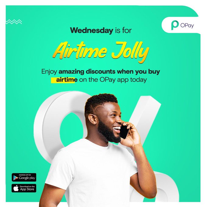 OpayNig's tweet photo. Enjoy up to 20% discounts on our airtime deals today.

#DoMoreWithOPay  #StaySafe https://t.co/cZRfSP4W81