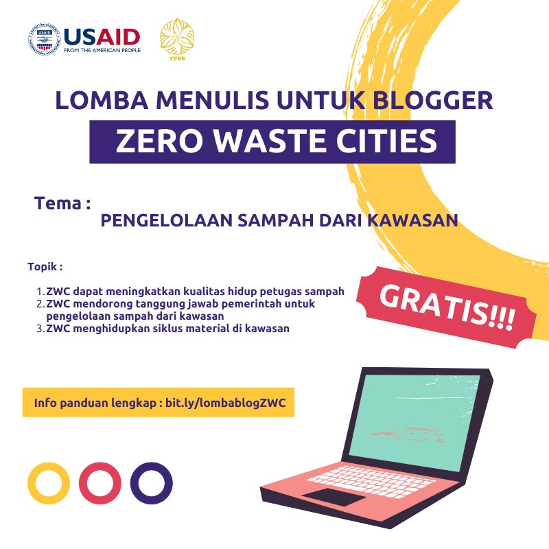 ypbb_id's tweet photo. Suka menulis dan ingin berkontribusi untuk perbaikan lingkungan? Ikuti lomba menulis untuk blogger dengan tema Pengelolaan Sampah dari Kawasan dan menangkan hadiahnya! https://t.co/L1HAJ1Gp6v
#lombamenulis #kompetisimenulis #lombablogger #lombaartikel #ZeroWaste #ZeroWasteCities https://t.co/CWqiWAtuuV