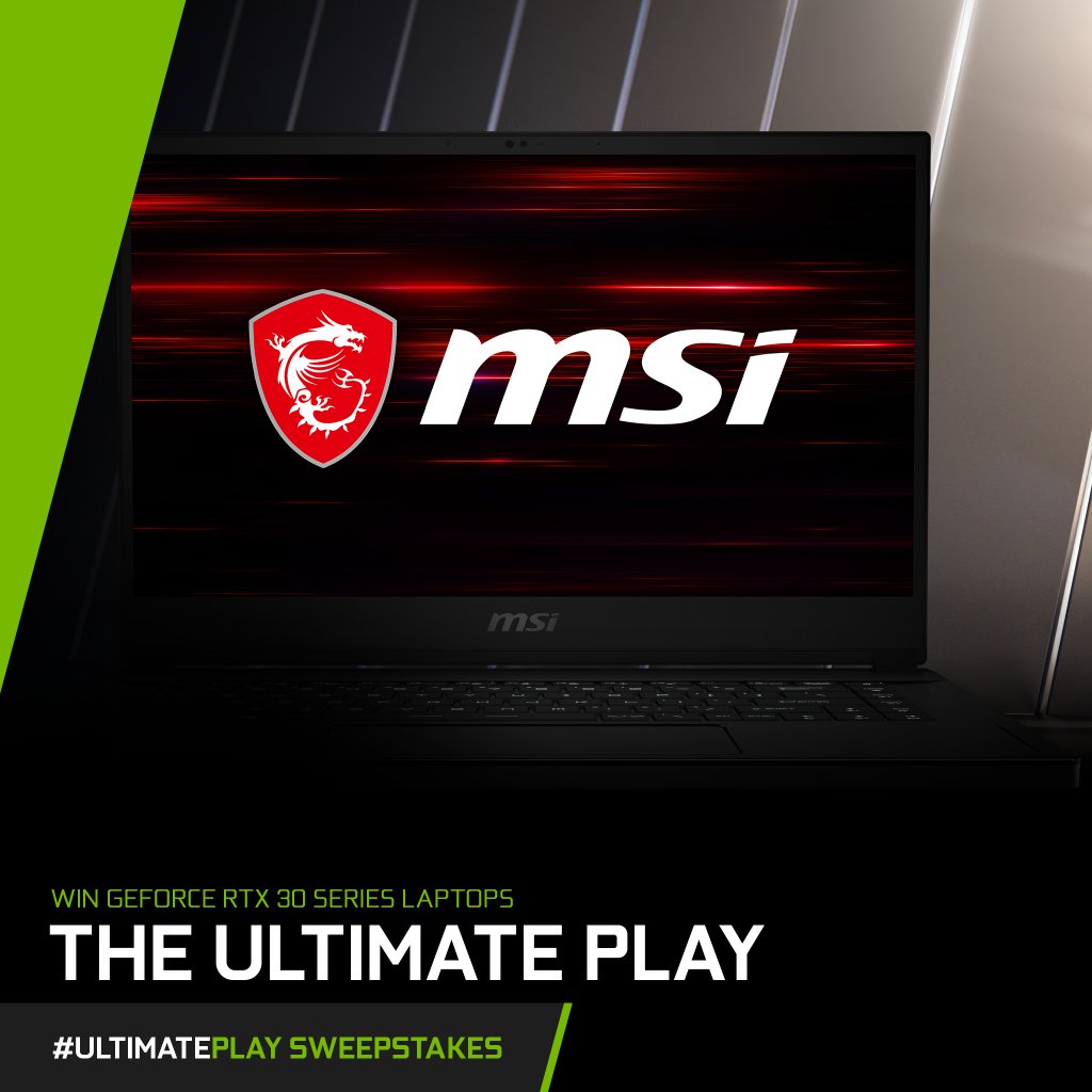NvidiaANZ's tweet photo. Today’s Laptop Spotlight: The #MSI GS66 Stealth:

⚪ NVIDIA GeForce RTX 30 Series GPU
⚪ Wi-Fi 6E, 99.9Whr Large Battery and 300hz Display 
⚪ Ultra-thin 19.8mm, ultra-light 2.1 kg
 
RT and tell us your favorite gaming memories below for a chance to win this laptop! #UltimatePlay https://t.co/LHtcbqP121