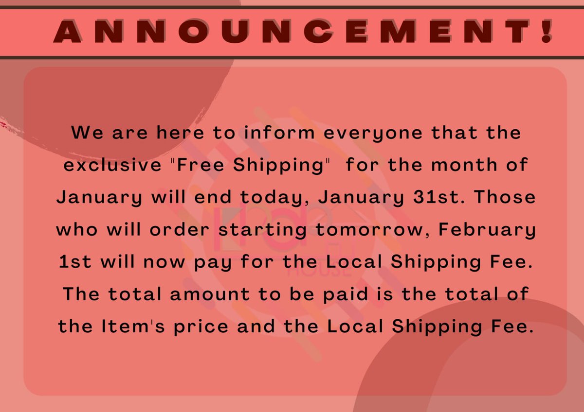 Announcement for Free Shipping!📌

The Free Shipping will end today, so what are you waiting for place your order already chingus. :) 

#KpopHouseStore