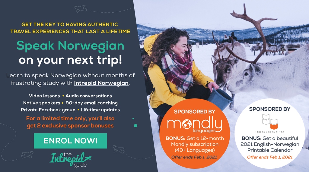 intrepidguide's tweet photo. 24 HOURS LEFT to get over $1,000 worth in bonuses and TWO exclusive gifts when you enrol in my new online language course - Intrepid Norwegian❤️ 🇳🇴  🤩  CLICK TO ENROL HERE > https://t.co/R5yLeFBw9b https://t.co/H5y8JXbPWX