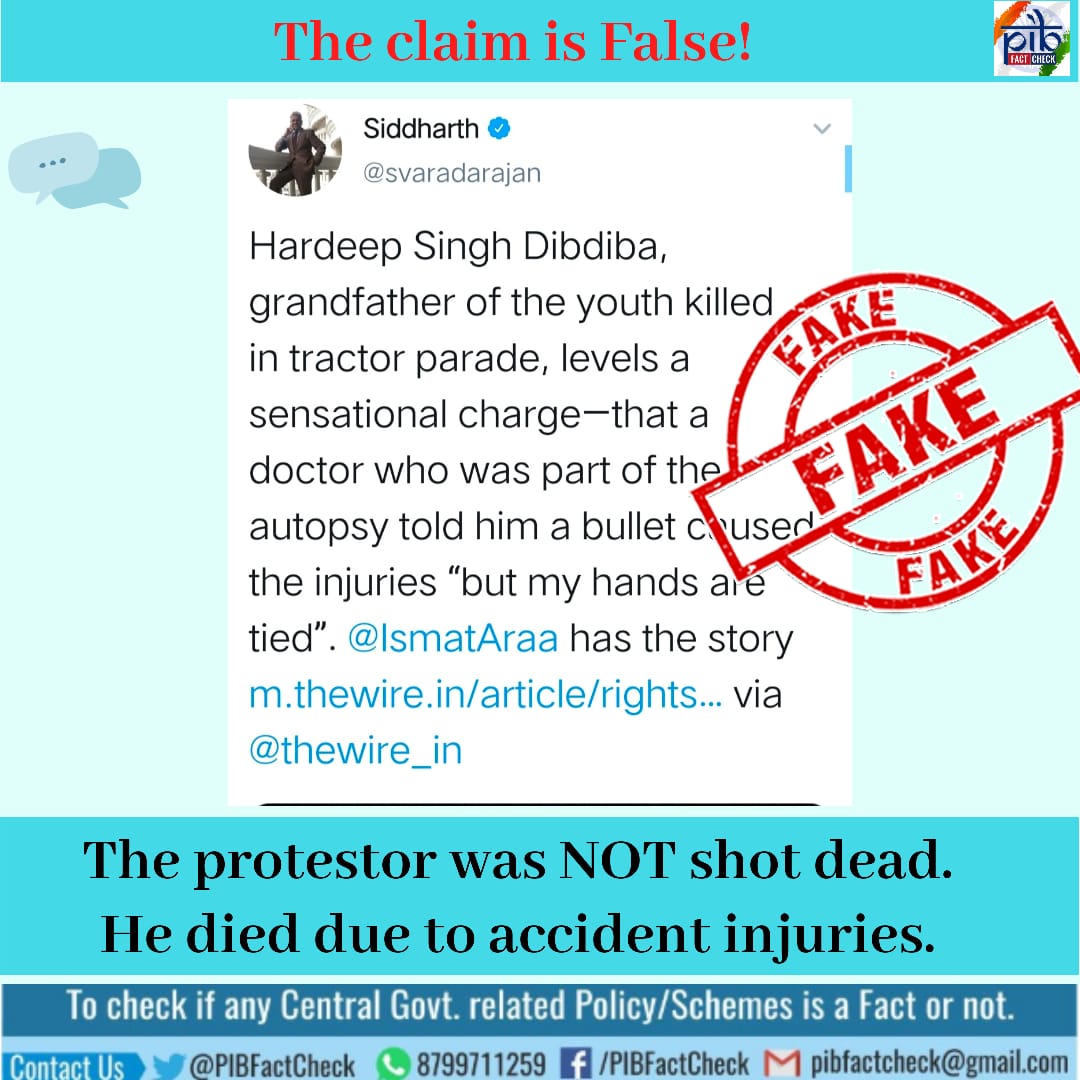 Full-Time Lies,Part-Time Journalism Once Again @svaradarajan Stands Exposed Pants Down Planting Fake Propaganda Regarding Death of Navreet Singh During Farmers Tractor Rally on RepublicDay Liar @thewire_in Shld be Immediately Shutdown & @svaradarajan Must Be Booked Under UAPA