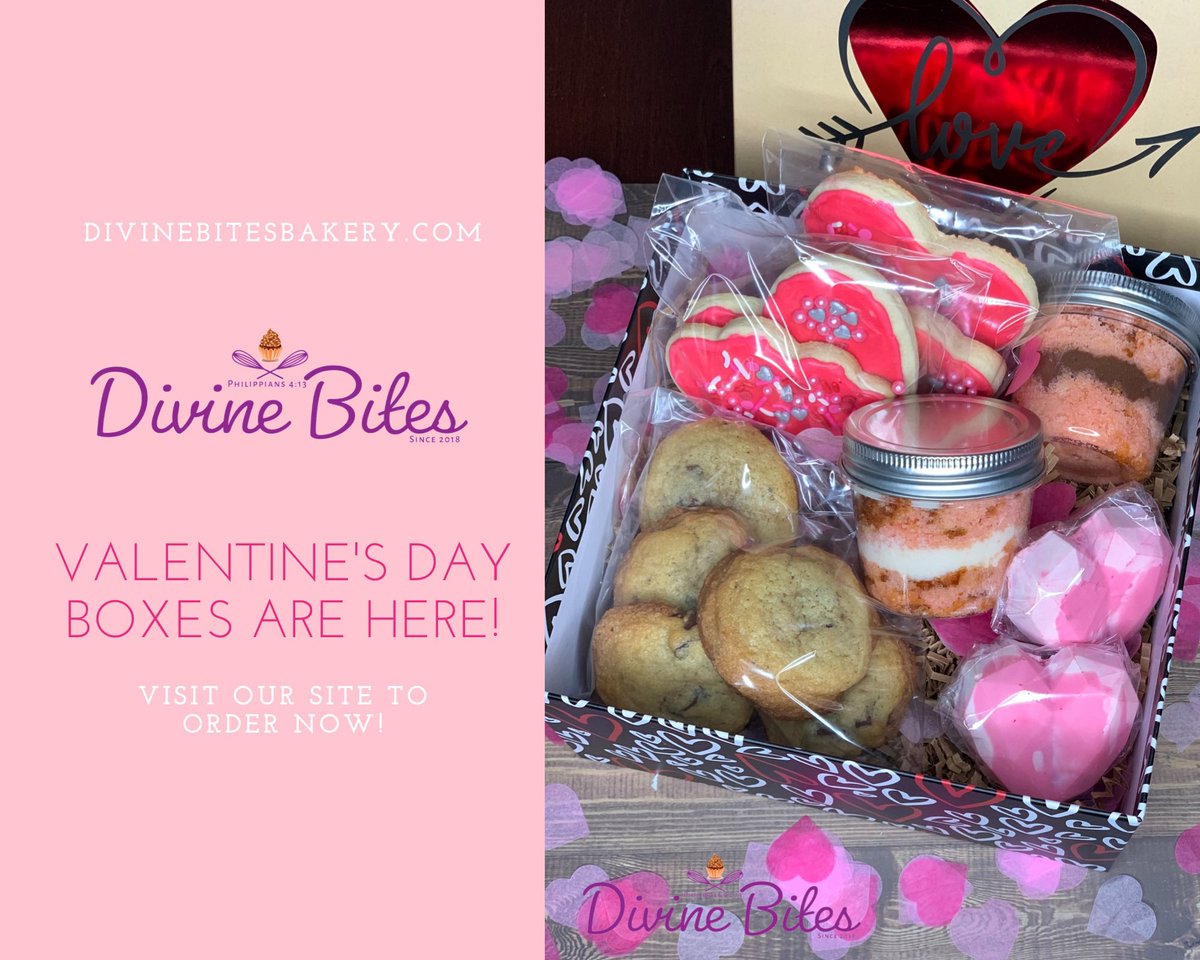 DivineBites17's tweet photo. 👀 Waiting last minute to get Valentine’s Day squared away? ⌚️That’s ok! We’ve extended our Pre-Order to February 7th at 4pm! All orders will be shipped off by February 8th to ensure delivery by Valentine’s Day. 
Hurry! Now! Send some sweets to your sweetie! 😉 https://t.co/sn30Vo45Kg