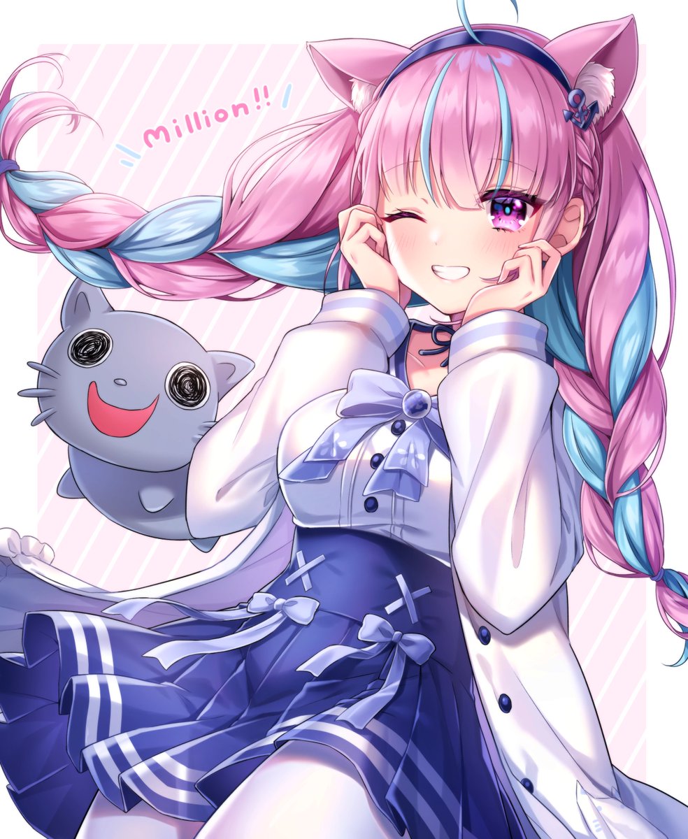 湊あくあ ,湊あくあ(セーラー衣装) ,にゃくあーと 「あくあちゃん⚓️
#あくあーと 」|うさの🐰🎀 C101新刊通販のイラスト