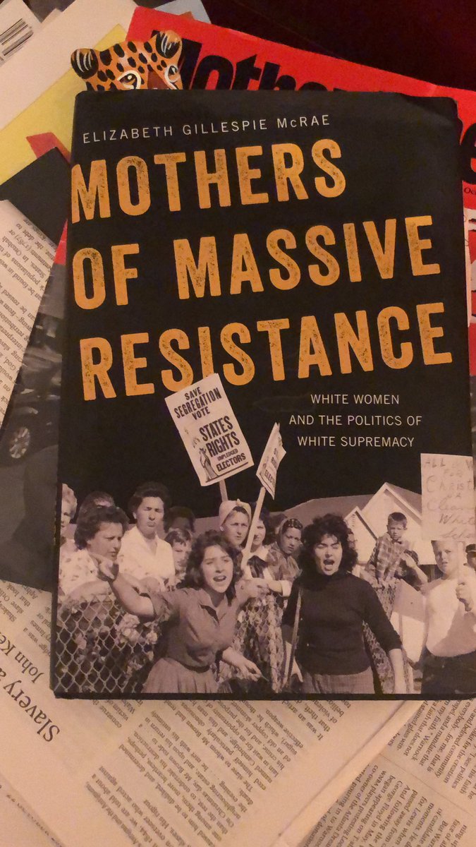 ruler13's tweet photo. @CharlesMBlow A great book on White woman supremacy is Mothers of Massive Resistance by Elizabeth G. McRae. I got physically ill reading it.  It showed a very disgusting way white woman used their whiteness to shut down schools and alter textbooks to fit the white power narrative. https://t.co/bZpev95mxh