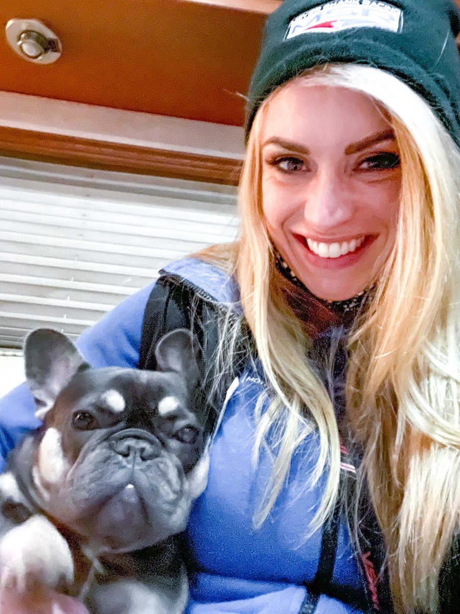 _TaraLea's tweet photo. A late night for Xena the Frenchie. She’s a trooper but she’s turning into a pooper. 💩🐾😴💤 #poopedoutpup #firstrace #frenchie #Rolex24 
@AJDinger @kadinger17 @dingersdad https://t.co/u2mUySLcmO