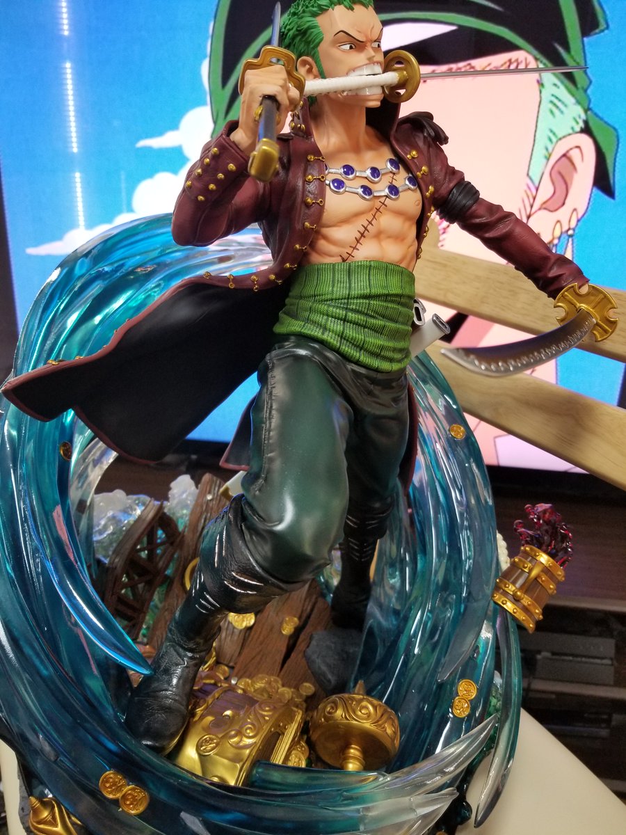 カルバドス1743 Onepiece ユニークアートスタジオ 19年発売 ワンピース ログコレクション 大型スタチュー シリーズ ロロノア ゾロ クリアパーツや財宝の台座が魅力です スタチューはだんだん生産数が減ってるので 予約をおすすめします