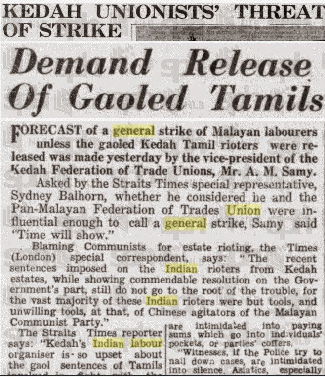 Led by A.M Samy, labourers in 6 estates striked against todi shops after protests demanding the release of 12 Thondar Padai members were ignored. They were met with more violence, as more protestors were imprisoned and fired.