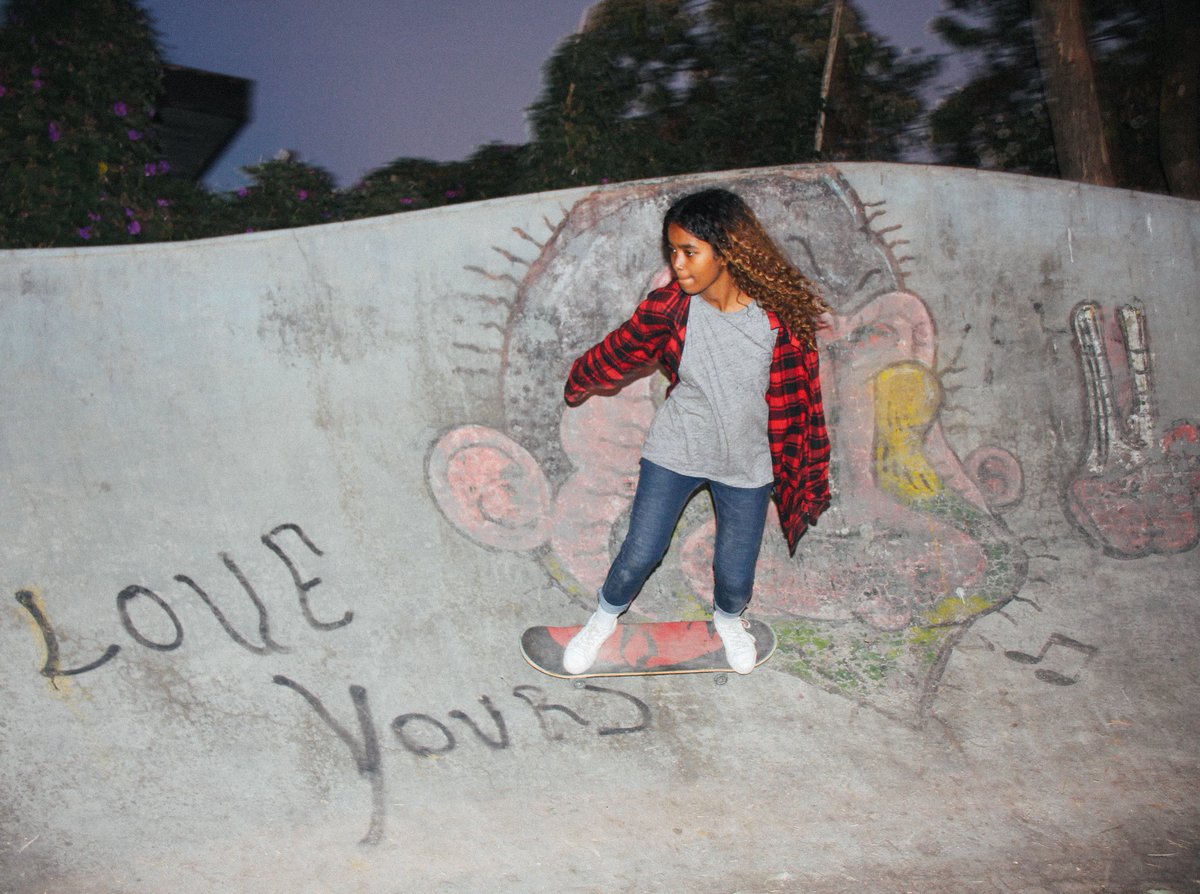 Hanna, one of the instructors at our weekly Addis Skatepark girls program, zoomin around the cradle #addisababa #ethiopiaskate