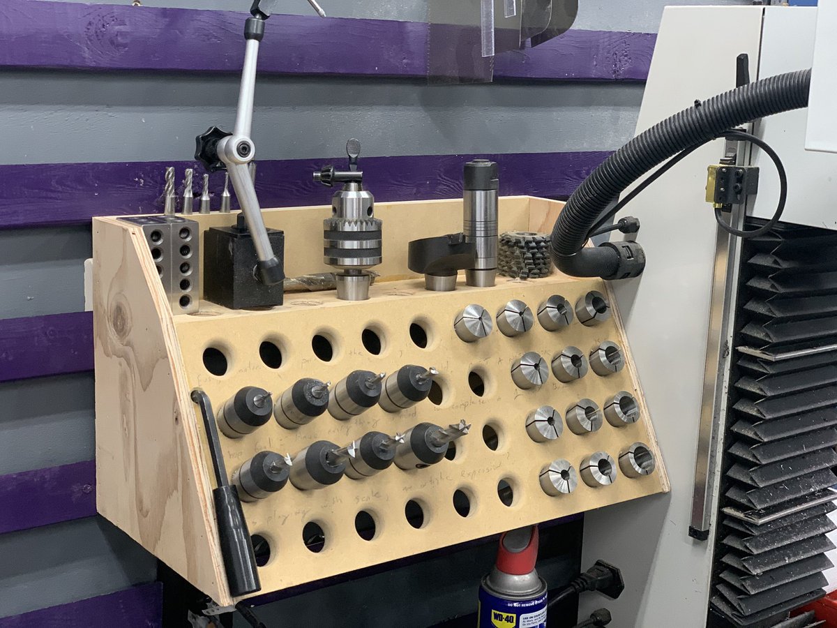 Felt inspired by the 1 Day Build video posted by <a href="/donttrythis/">Adam Savage</a> today. After 18 months, I now have a home for all of my R8 collets and end mills!