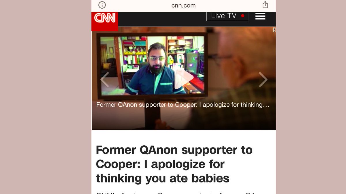 “I apologize for thinking you ate babies, Anderson Cooper.”A few comments + context for those seeing this ridiculous headline—but don’t know the backstory:1—Glad this guy came back to reality2—Many people who violently stormed the Capitol had signs saying “Save the Children”