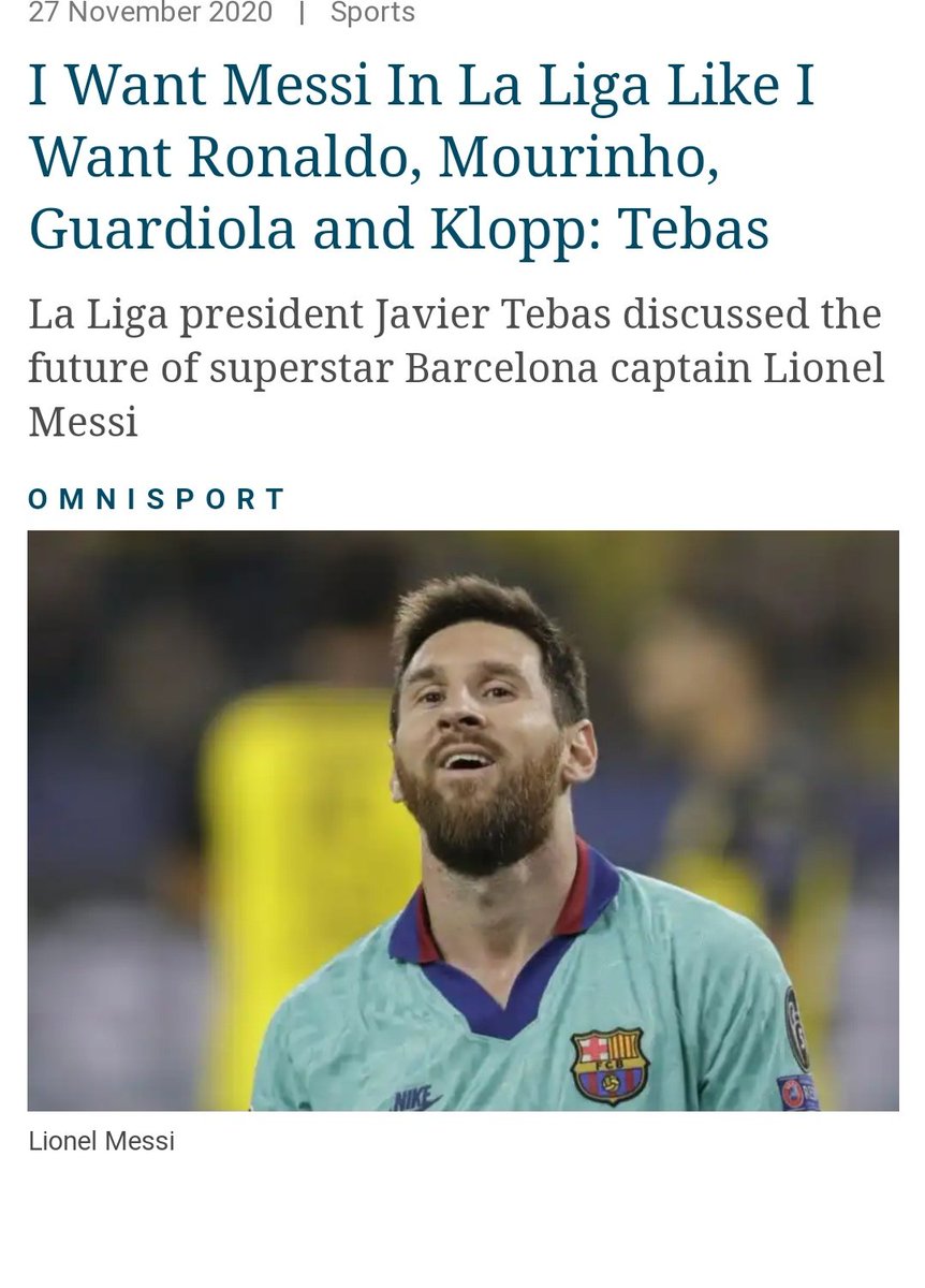 This is all on Bartomeu and the Barca board. And I'm sure La Liga was aware of the player's contract as well and what did Senor Tebas do? Arm twist the player into staying.