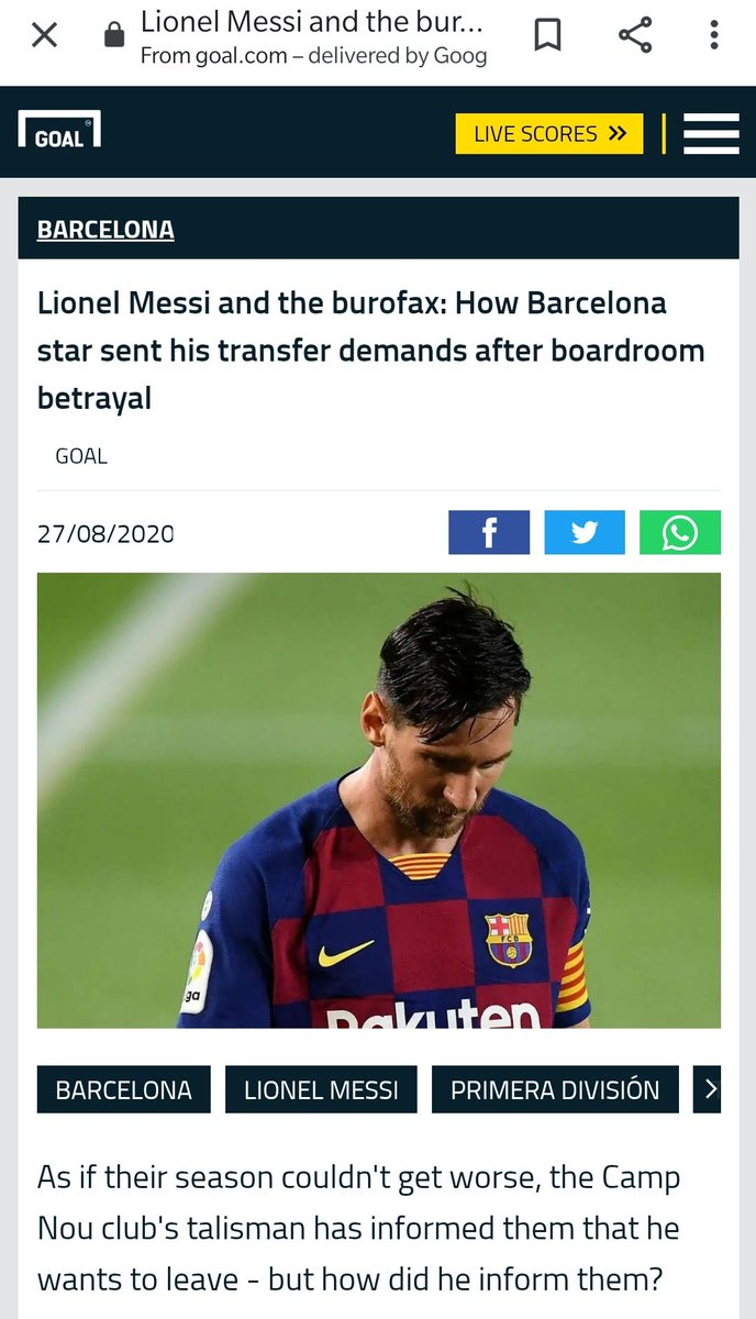 Messi on the other hand has been wanting out of the contract since 2019..eventually handing in a transfer request in August of 2020..when an adamant Bartomeu said "I couldn't let the best player in the world go"