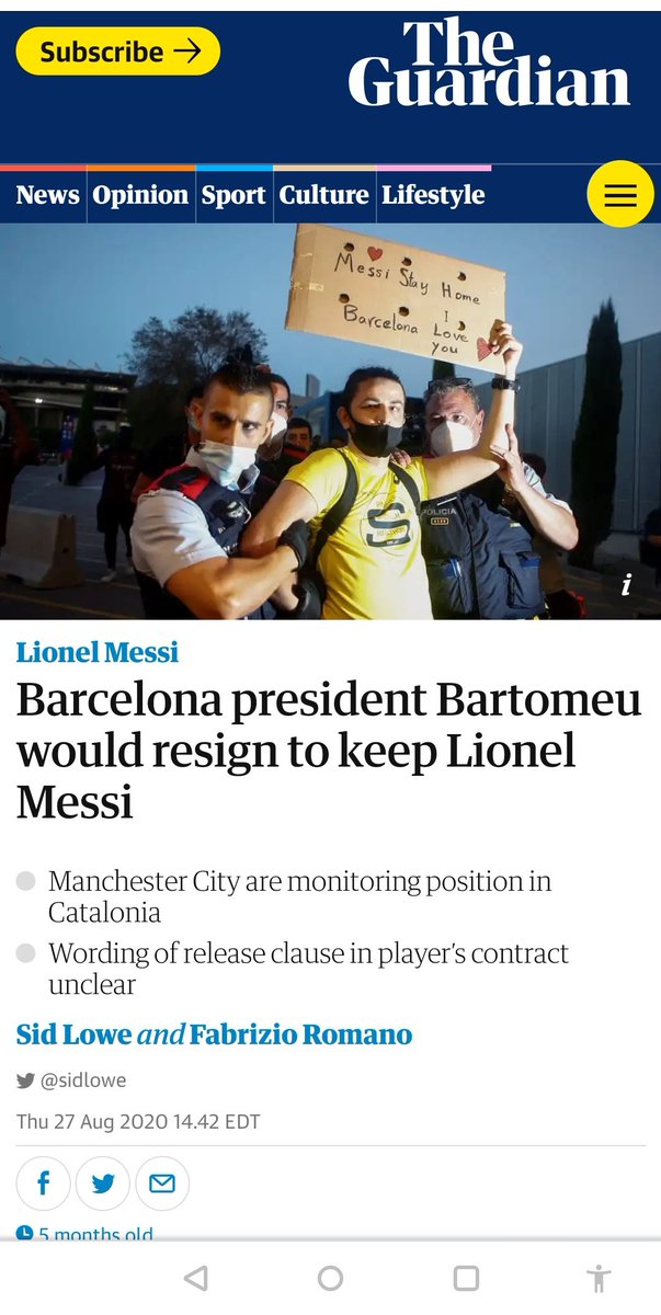 Messi on the other hand has been wanting out of the contract since 2019..eventually handing in a transfer request in August of 2020..when an adamant Bartomeu said "I couldn't let the best player in the world go"