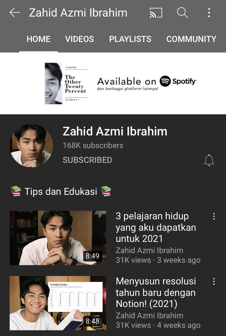 4. Zahid Azmi Ibrahim https://youtube.com/channel/UCOAAruIpwf5dhOiYM4s7Krg