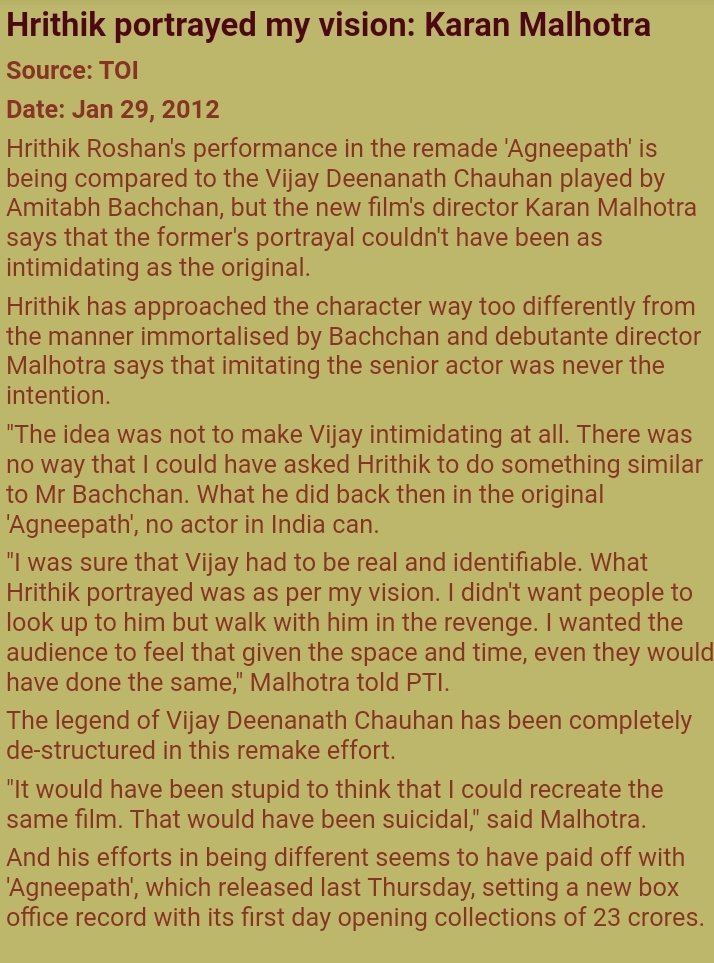 This was how  @karanmalhotra21 the debut director was gifted a dream debut by having THE HRITHIK ROSHAN as his protagonist Just the lines how he presented HR and how much he was confident abt making HR as underdog and ultimate survivor Thnq so much sir for d masterpiece 