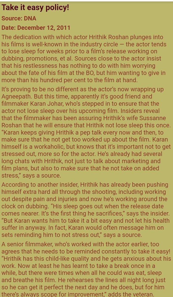 Having anxiety abt his work doesn't mean he is thinking abt BOHis restlessness means dat he wants to give more dan 100% After K3G there's kjo again who alws tried to give relaxing surroundings for  #HrithikRoshan  @karanjohar  @iHrithik