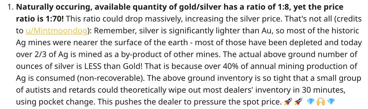 A thread from the comments in r/wsb highlighting how a short-squeeze on silver could result in a major shift in our global financial climate.This is worth the readSilver: the Epitome of Wall Street manipulation & Its Achilles' heel - Why the AG short squeeze is very possible:
