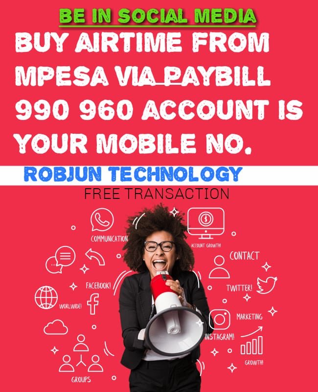 carlpkmn's tweet photo. Buy your Airtel , Telkom or safaricom airtime using paybill 990960. Its fast,Reliable & convenient.
@robjun_990960
Follow the simple steps 👇👇
#WeekendNaRobjun
Arsenal #UhuruInSagana #ARSMNU
Saka Wilson martinelli Tierney sterling Auba #COYG https://t.co/sXwBhQvh7m