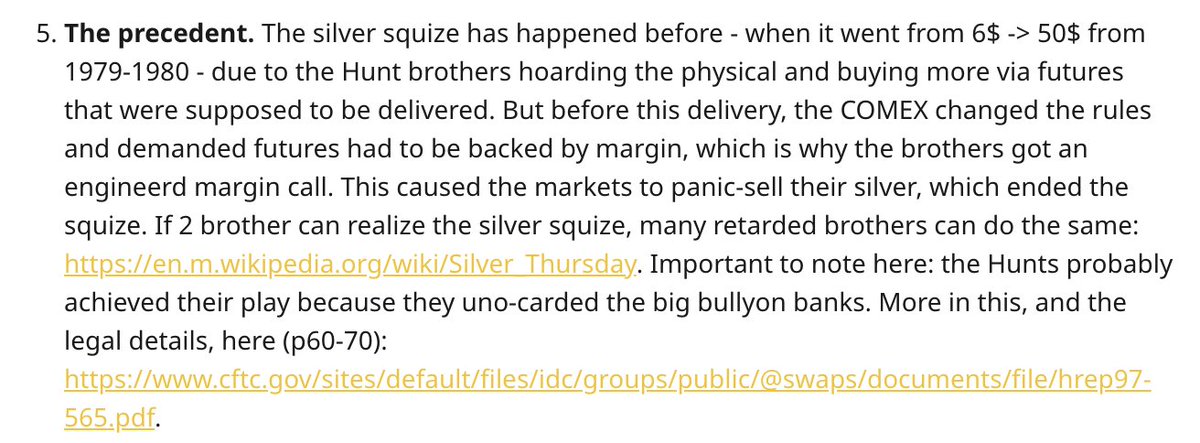 A thread from the comments in r/wsb highlighting how a short-squeeze on silver could result in a major shift in our global financial climate.This is worth the readSilver: the Epitome of Wall Street manipulation & Its Achilles' heel - Why the AG short squeeze is very possible: