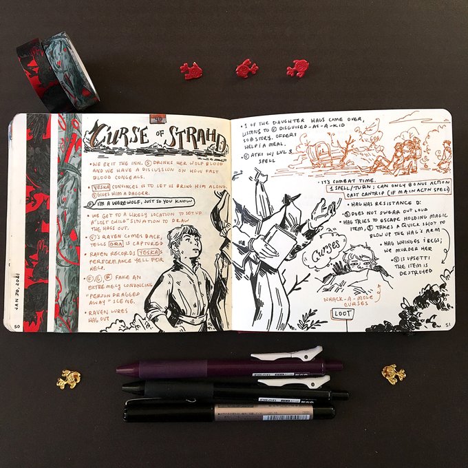 Mmmmmm fancier-than-usual dnd notes with new tape 8)
Spoilers for #CurseOfStrahd if you try to read it 