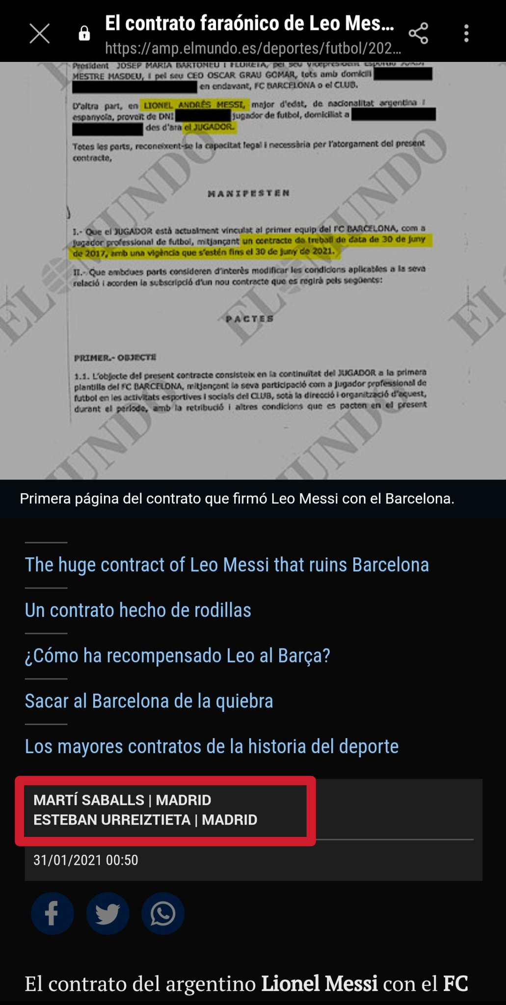 Barca Buzz On Twitter Lionel Messi S Contract Was Leaked By A Journalist From The Pena Tusquets Inaugrated Just A Week Ago The Contract Was Leaked By D Marti Saballs Who