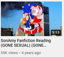 I was also getting sick of all these fucking people taking random Sonamy artwork they found on the internet, that artists spent a lot of time and effort into making it, only to put them under a negative light, if that means slapping them on top of a 9/11 photo.