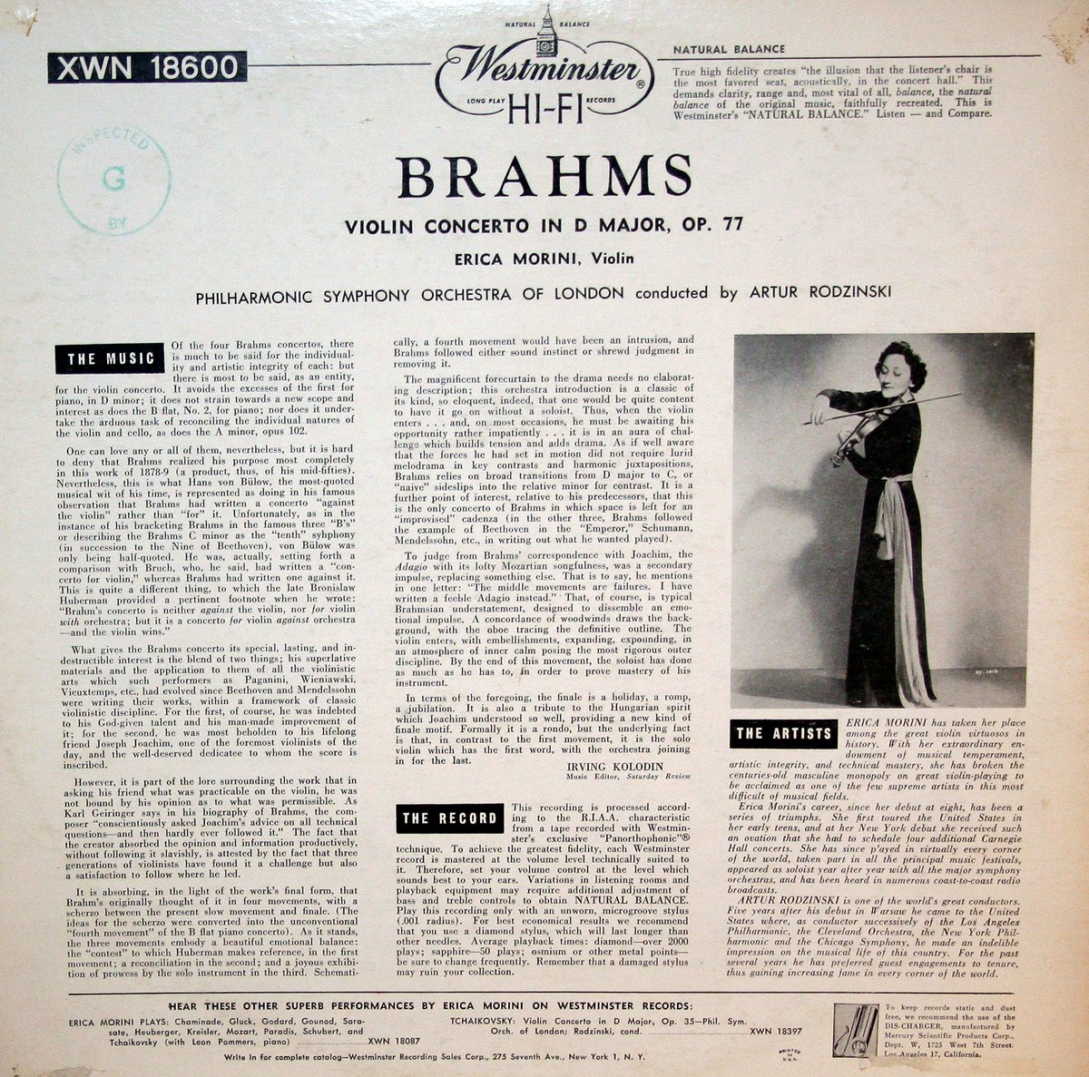 david_hertzberg's tweet photo. 1957 #Westminster recording of the #brahms #violinconcerto Op. 77 w/ #Ericamorini (1916–1976). #ArturRodzinski conducts the @LPOrchestra.
Please enjoy it here: https://t.co/f8tz69FbL8
#vinyl #ClassicalMusic #violin #vinylrecords #composer #vinylcollector #classical #music https://t.co/aLE3nJ8fHu