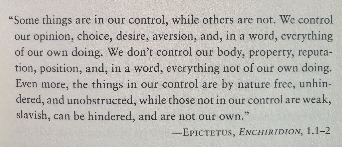 Good stuff for 'Reputation Managers': "We control our opinion, ......, ......., everything of our own DOING. We don't control our body........,  REPUTATION, ......,
everything NOT of our own DOING."