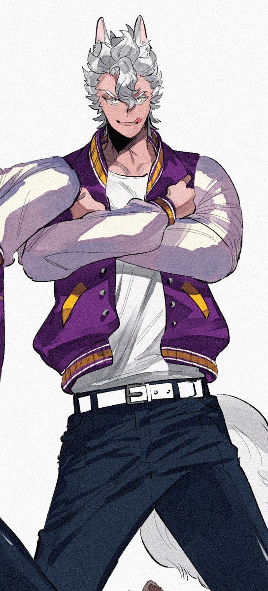 1boy male focus jacket animal ears tail pants purple jacket  illustration images