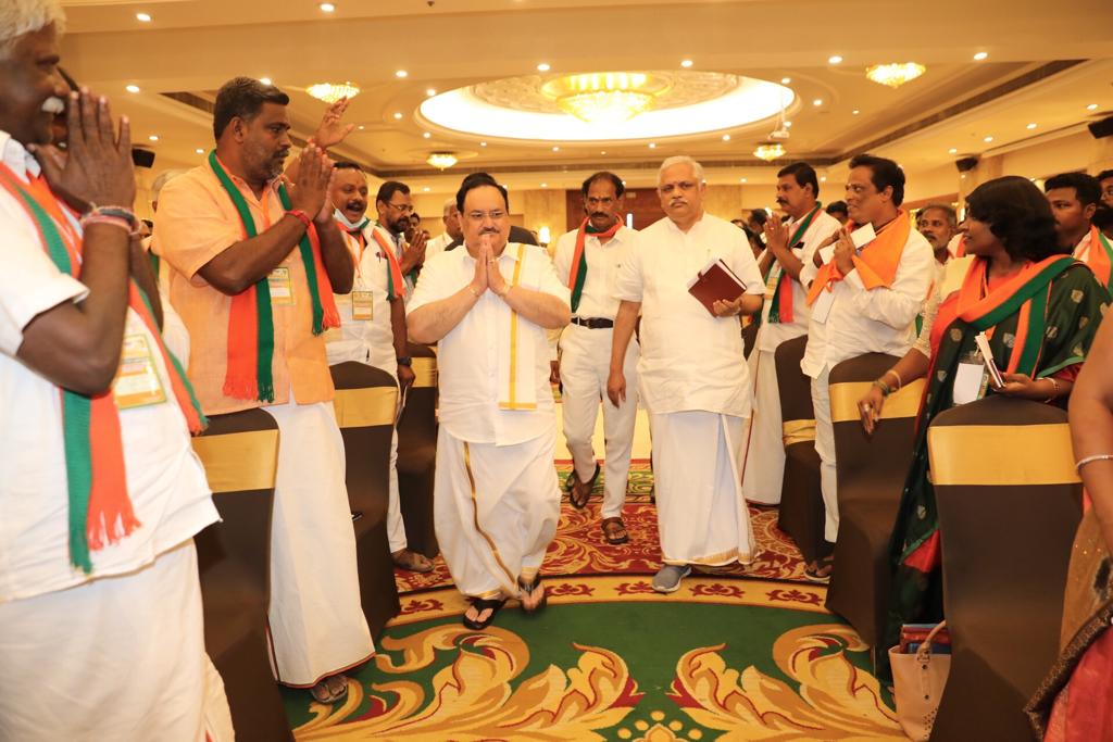 JPNadda's tweet photo. Interacted with state office bearers of @BJP4Puducherry . https://t.co/asTdJrYJgZ