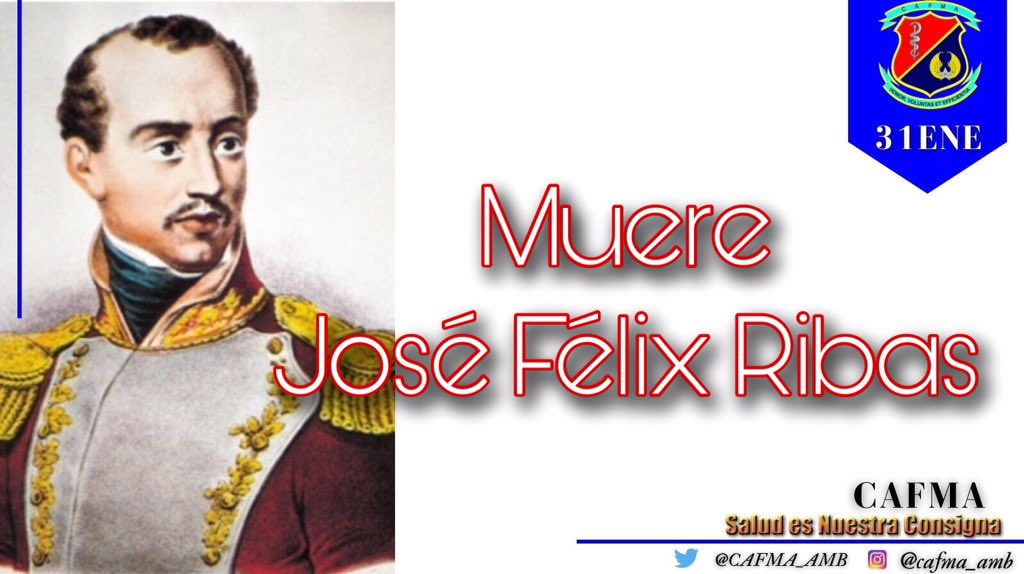 #31Ene📌Hace 206 años, murió el apasionado defensor de la libertad e ilustre prócer de la independencia nacional,José Félix Ribas,quien con otros jóvenes caraqueños,apoyó la independencia de Venezuela,al participar en la Revolución de 1810. #JoséFelixRibas #EnVenezuelaNosCuidamos