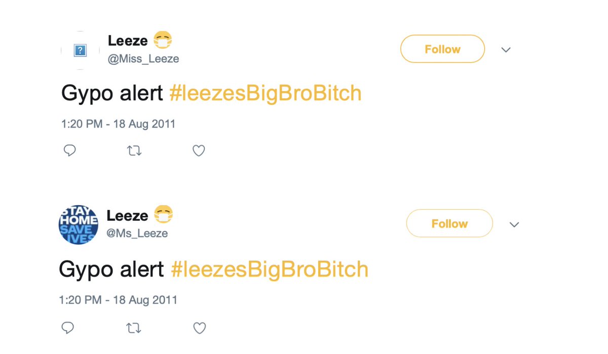 Leeze deleted the other tweets abusing the gypsy community which can still be found archived on the other thread, linked above. However some offensive ones still remain live on the account. Heres one: http://archive.is/wip/s6j1u  https://archive.is/wip/wXxA8  https://twitter.com/Miss_Leeze/status/1042866740785438738/19