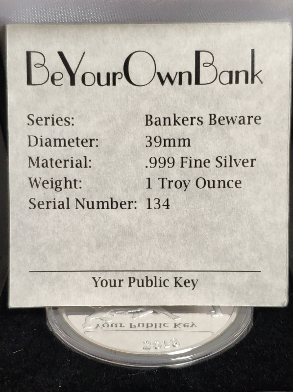 CoinsOfNakamoto's tweet photo. With all the current turmoil, why not buy a "Be Your Own Bank" silver coin?

We only have one in stock: https://t.co/YQwNZ0BTkR

=== BANKERS ₿EWARE ===

#btc #wsb #silver #oneounce #bitcoin #bankersbeware #byob https://t.co/l8xJhRzgJr
