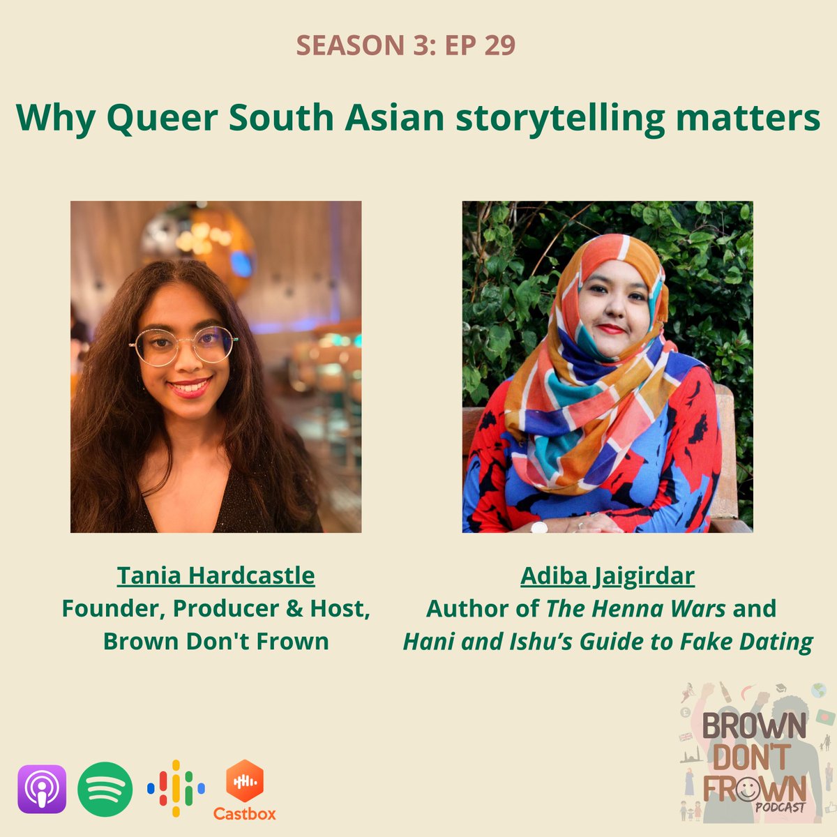 📣 #Podcast EP 29 w/ @adiba_j is finally here! Adiba is the author of 'The Henna Wars', and 'Hani and Ishu’s Guide to Fake Dating'. She shares with us her journey from Bangladesh, to Saudi Arabia to Ireland, her sense of identity & belonging + her motivations for writing. 🙌🏾 🌈