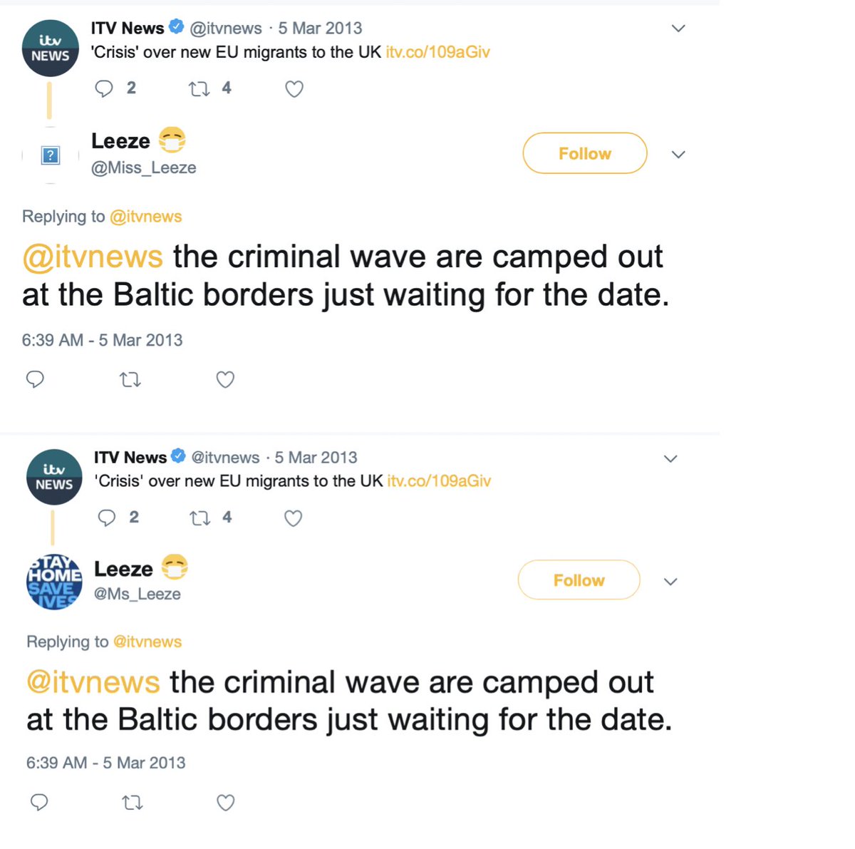 Here’s another anti-immigrant one, implying that the UK is facing an influx of criminals from the baltic states. Now why would someone with UKIP tendencies join the SNP? Some other agenda perhaps? http://archive.is/wip/fYVKs&nbsp; https://archive.is/ARd2E&nbsp; https://twitter.com/Miss_Leeze/status/30894984997228953710/19