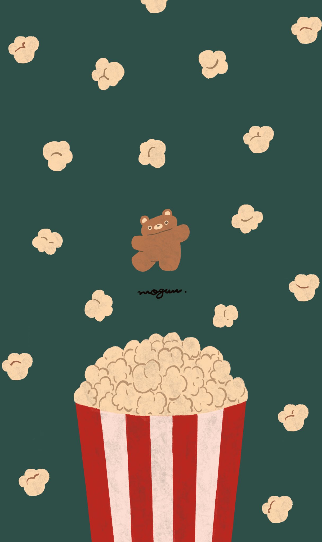 Moguuuu Lineスタンプ販売中 はじけるポップコーンとクマ 絵描きさんと繋がりたい イラスト Illust Illustration