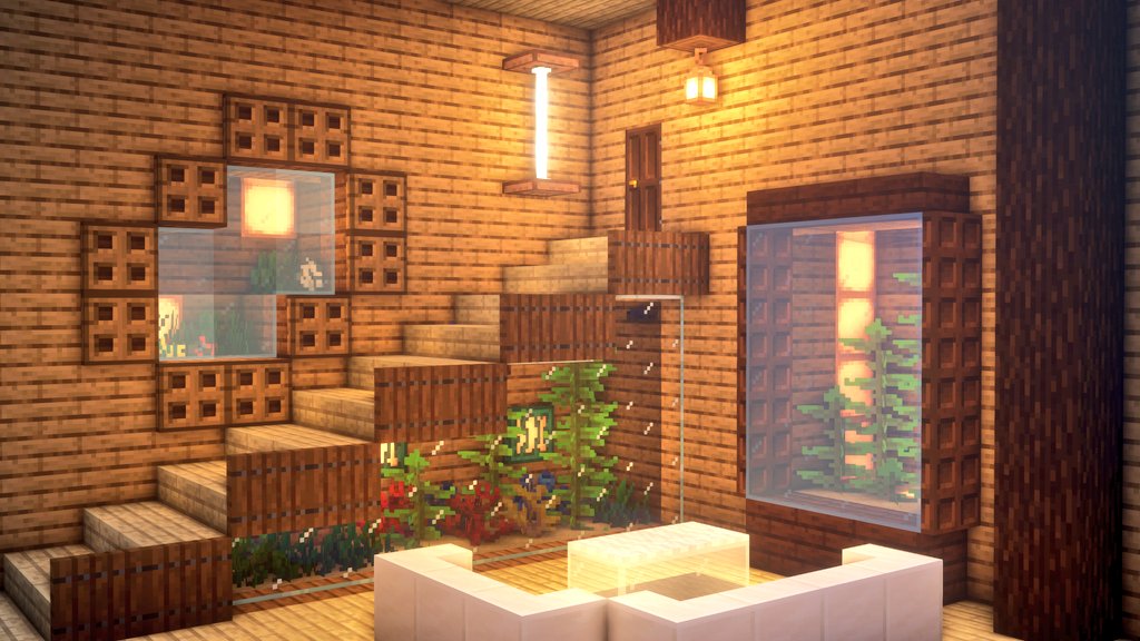 武州男子 マイクラ 久しぶりのツイート リアルが忙しくなり更新にはムラがあります それでも作品は載せていきますのでどうぞよろしくお願い致します こちらは 階段下を活用した内装 のアイデア集です テーマはそれぞれ水槽 植物 本 娯楽となって