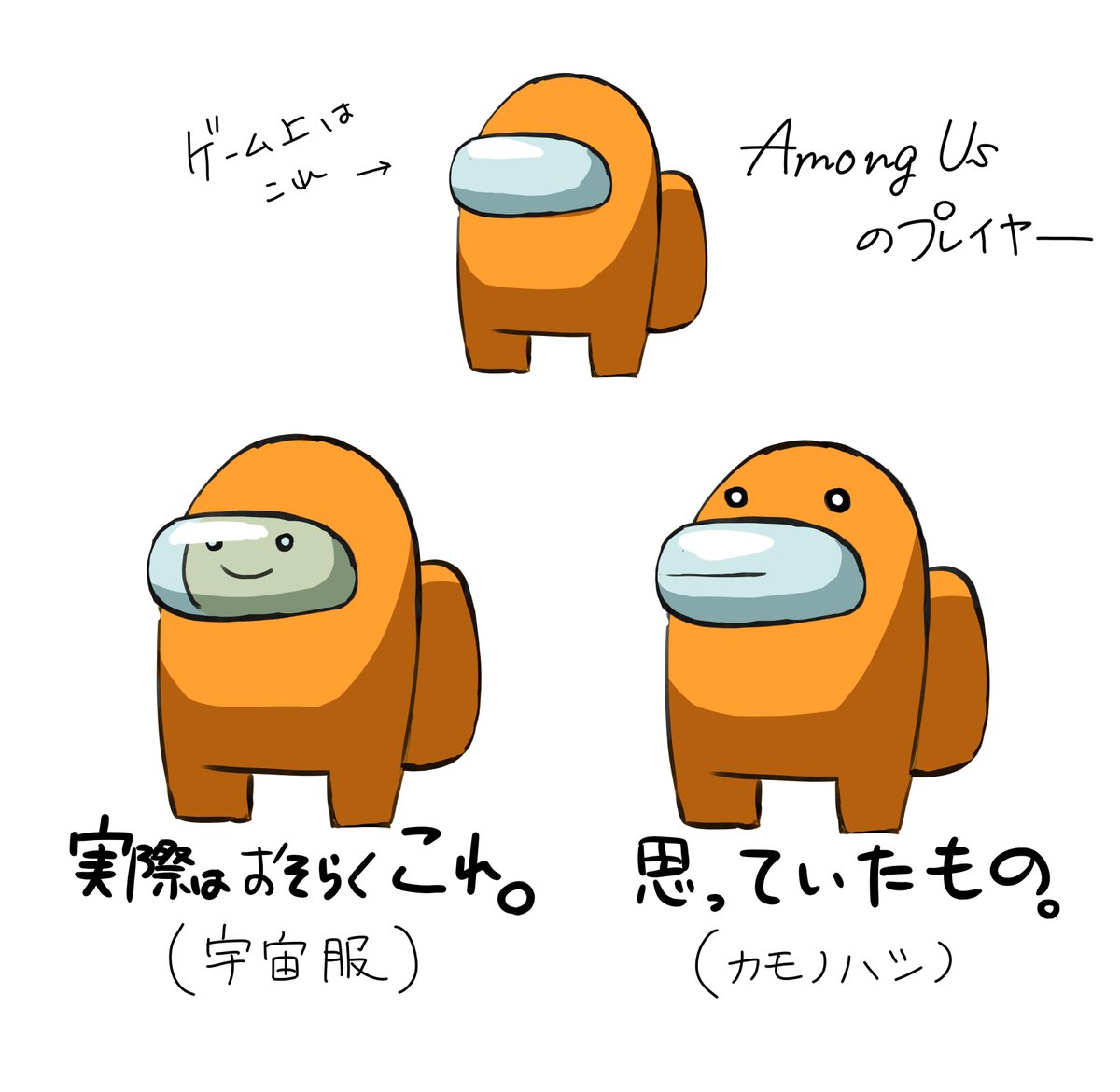 O Xrhsths 和樹 Sto Twitter アマングアス Amongusのプレイヤーキャラクターをずっとカモノハシとかだと思ってて カモノハシ がてくてくしてるの可愛いなぁ って思ってたんだけど宇宙服だろうって最近知った カモノハシにしかもう見えん