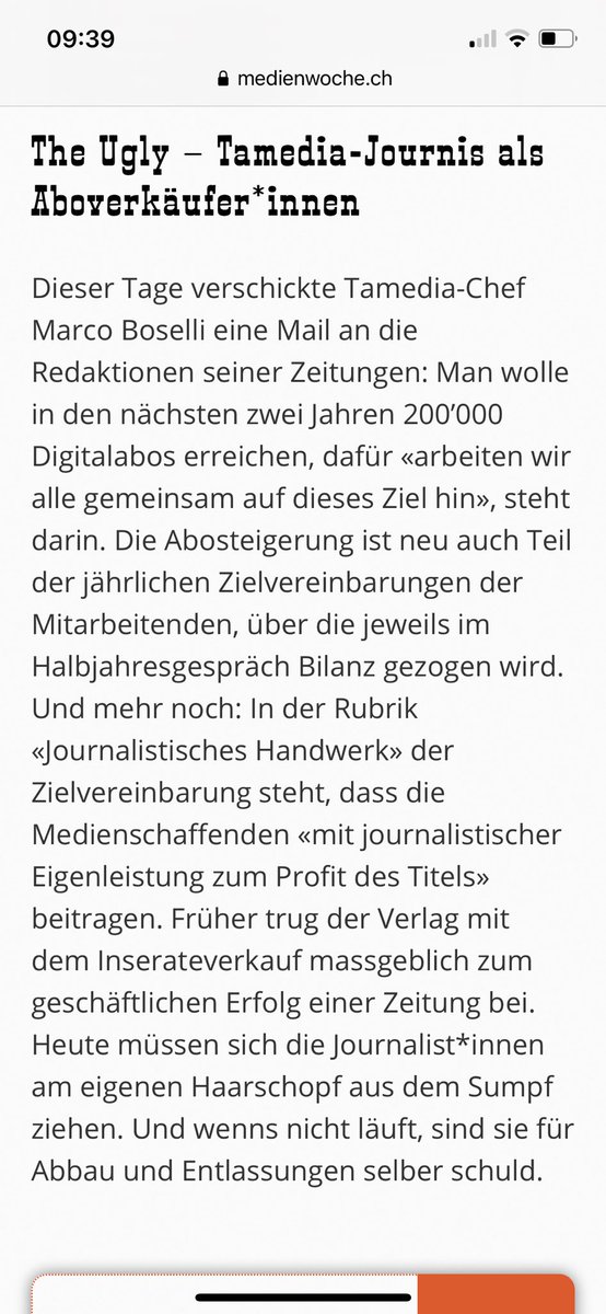 Falls es den Beweis noch gebraucht hätte, dass „Brachenkenner“ wie zB die <a href="/Medienwoche/">Medienwoche</a> nicht verstanden haben, wie unser digitales Geschäft aussehen wird in Zukunft - le voilà!
