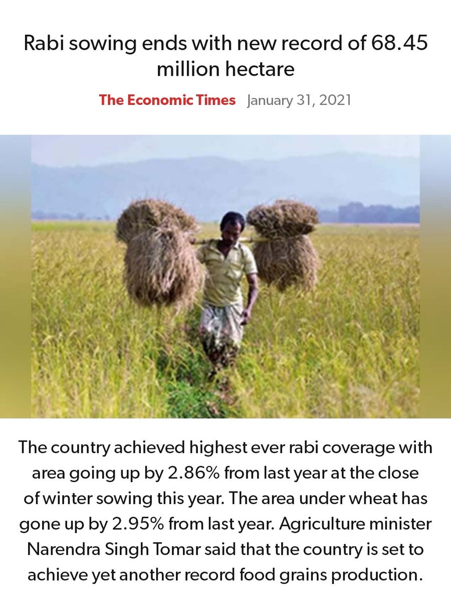 iAshishBalar's tweet photo. Rabi sowing ends with new record of 68.45 million hectare
https://t.co/fZuH3DXfS9

via NaMo App https://t.co/yOW0vCrU2s