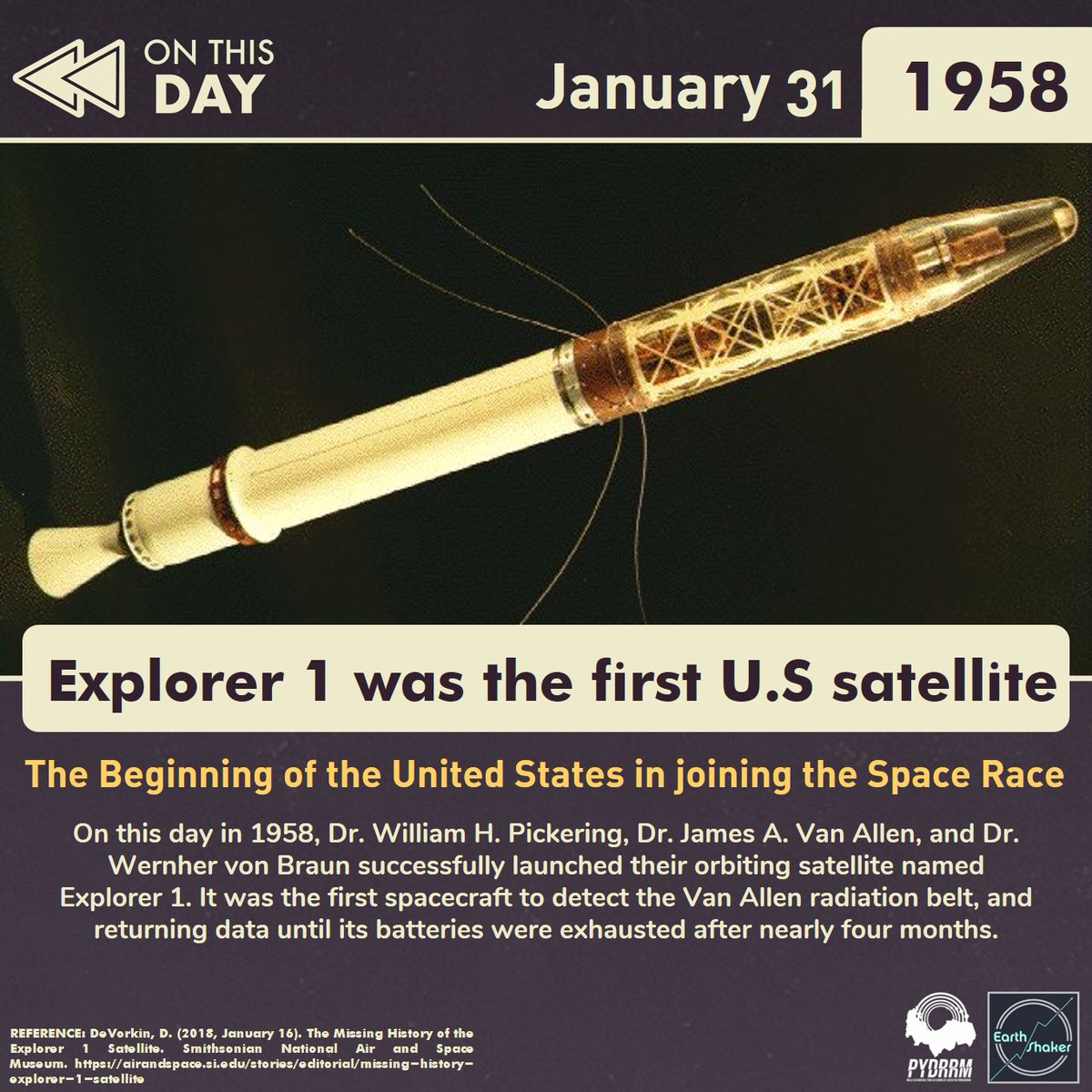 Earth Shaker Ph Astrootd On This Day In 1958 Dr William H Pickering Dr James A Van Allen And Dr Wernher Von Braun Successfully Launched Their Orbiting Satellite Named
