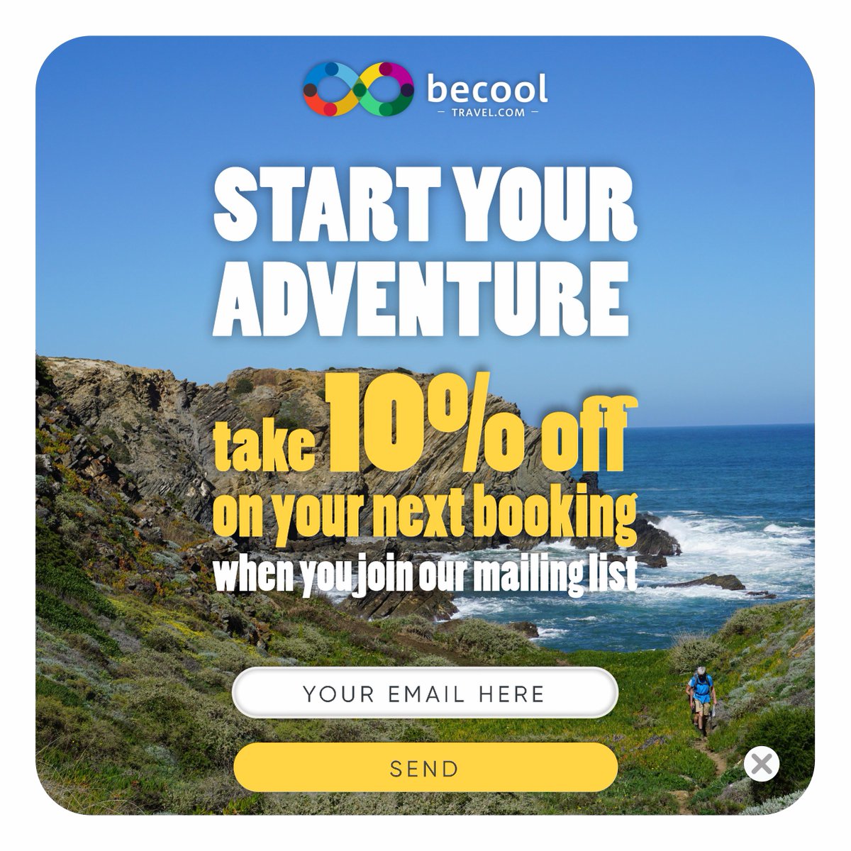 becool_travel's tweet photo. Why, hello there!😀
Get the latest and greatest walking and activity holidays in Portugal by signing up for our newsletter, and we’ll 
offer you a 10% discount voucher. 👣🇵🇹
https://t.co/rdnUoRBjIW
#becooltravel #walkingholidays #walkinportugal #traveltoportugal https://t.co/b0BMifKFb4