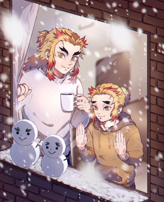 ふゆさんがTwitterに投稿した煉獄杏寿郎(鬼滅の刃)のイラスト。