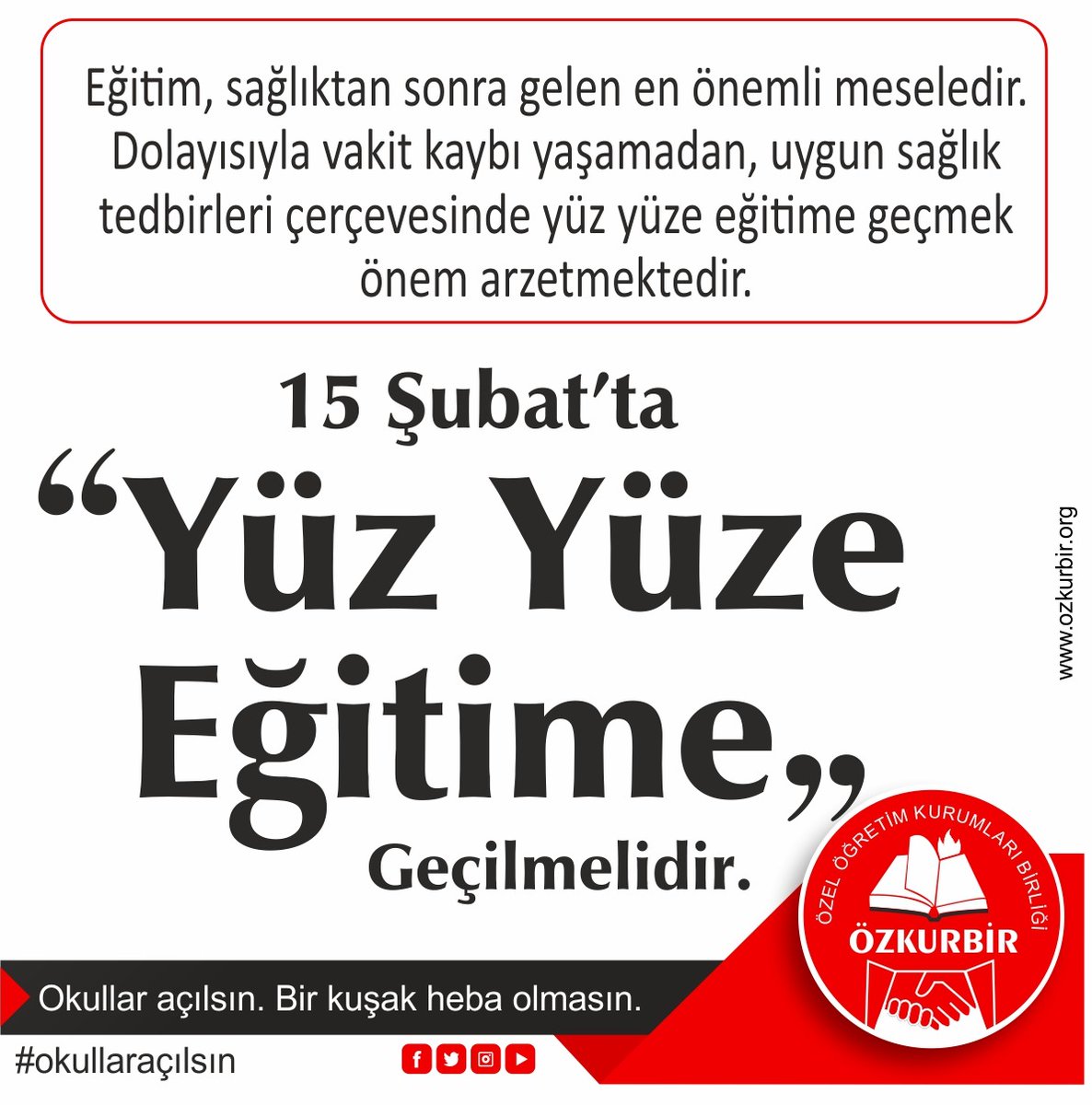 hamikoc_'s tweet photo. 15 Şubat'ta okullarımızda ve kurslarımızda yüz yüze eğitime/öğretime başlamalıyız. 
#okullaracilsin https://t.co/BpPXffjQ3U