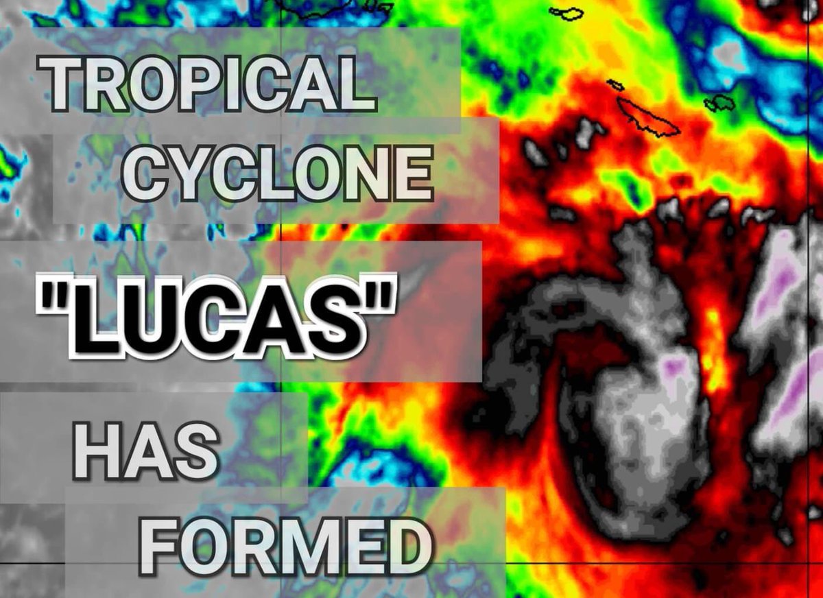 Roshikadeo's tweet photo. The third cyclone has been named #CycloneLucas and formed near Qld, Australia. It is projected to track towards Vanuatu and New Caledonia. Current projects don’t show Fiji to be in its path 😌 

PC:Pacific Weather and Tropical Cyclone FB https://t.co/7G9jnRlGfT