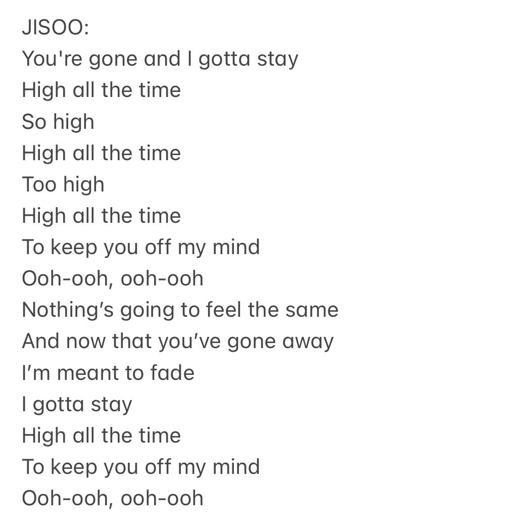 Chuarethewan Jisoo Habits Stay High English Lyrics T Co 1niixynil6 Chuarethewan Jisoo Habits Stay High English Lyrics T Co 1niixynil6