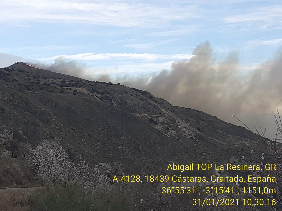 Plan_INFOCA's tweet photo. ACTUALIZAMOS | #IFJuviles, #Granada, en el camino al Portichuelo de Cástaras. Se suman medios. En la zona:
-32 #BomberosForestales
-2 #TécnicosOperaciones
-1 #AgenteDeMedioAmbiente
-2 autobombas
-La #UMMT de #Granada
-Se incorpora el helicóptero MA-1
-Colaboran Bomberos de Cádiar https://t.co/NiIxYUkmHo