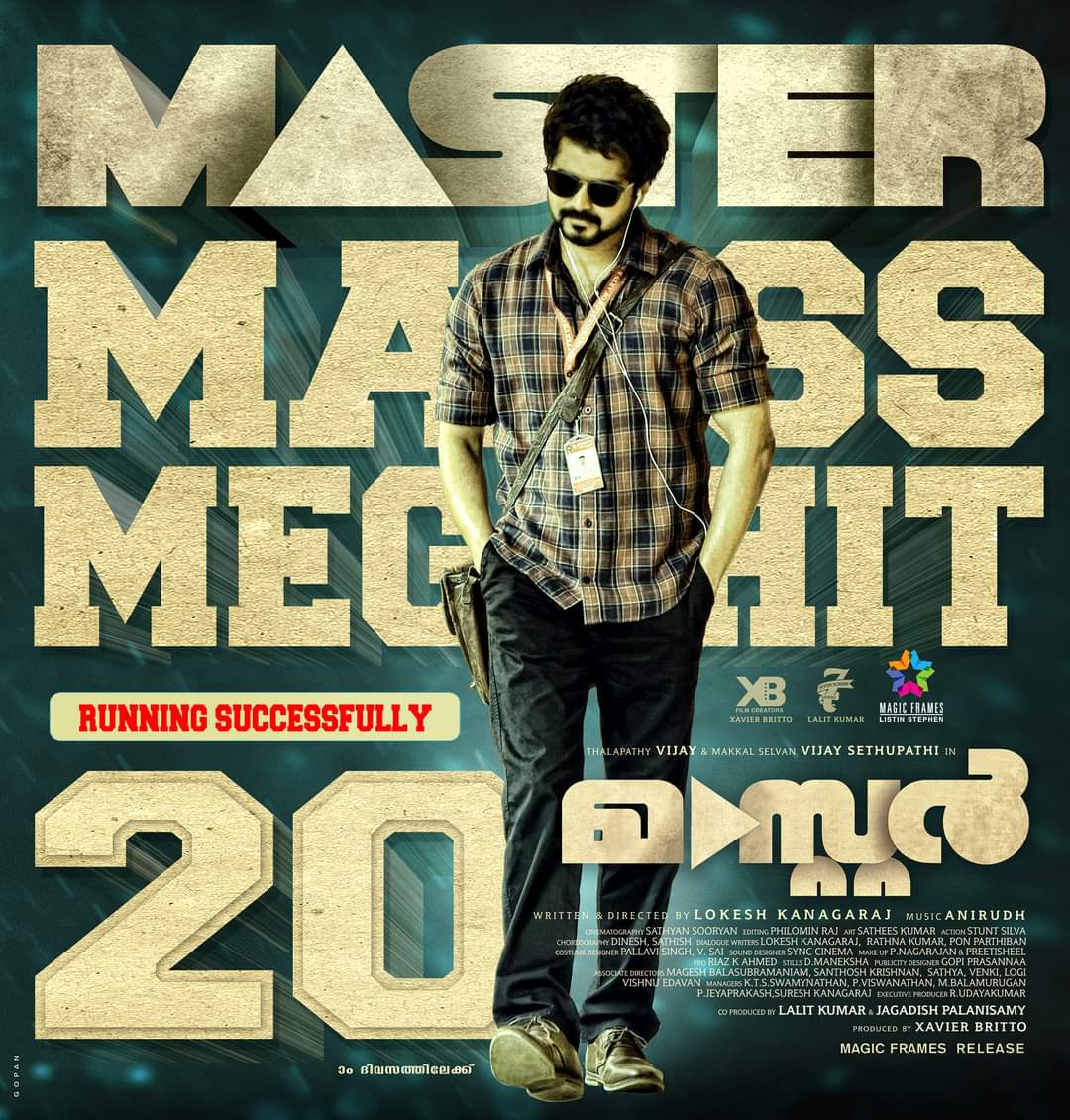 SaijoAntony's tweet image. #Master MASS MEGA HIT 😎!!
20 Day's Malayalam Poster !

@VijayFansTrends @m_gajan @AllYGirL85 @yok382 
#BlockbusterMaster