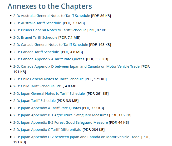 “Er, how many members does  #CPTPP have?”"Eleven.“Don’t worry. We’re not going through all the side agreements.“But these next bits are important. The Annexes. Annex 2-D contains the tariff commitments of each country.” https://www.mfat.govt.nz/en/trade/free-trade-agreements/free-trade-agreements-in-force/cptpp/comprehensive-and-progressive-agreement-for-trans-pacific-partnership-text-and-resources/ #CPTPP5/13